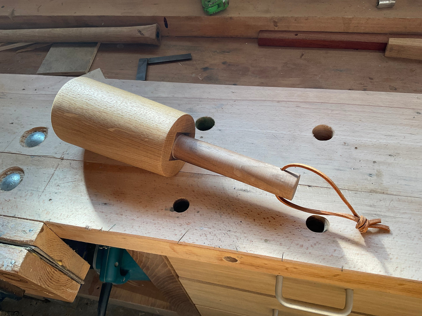 Handmade wooden mallet.