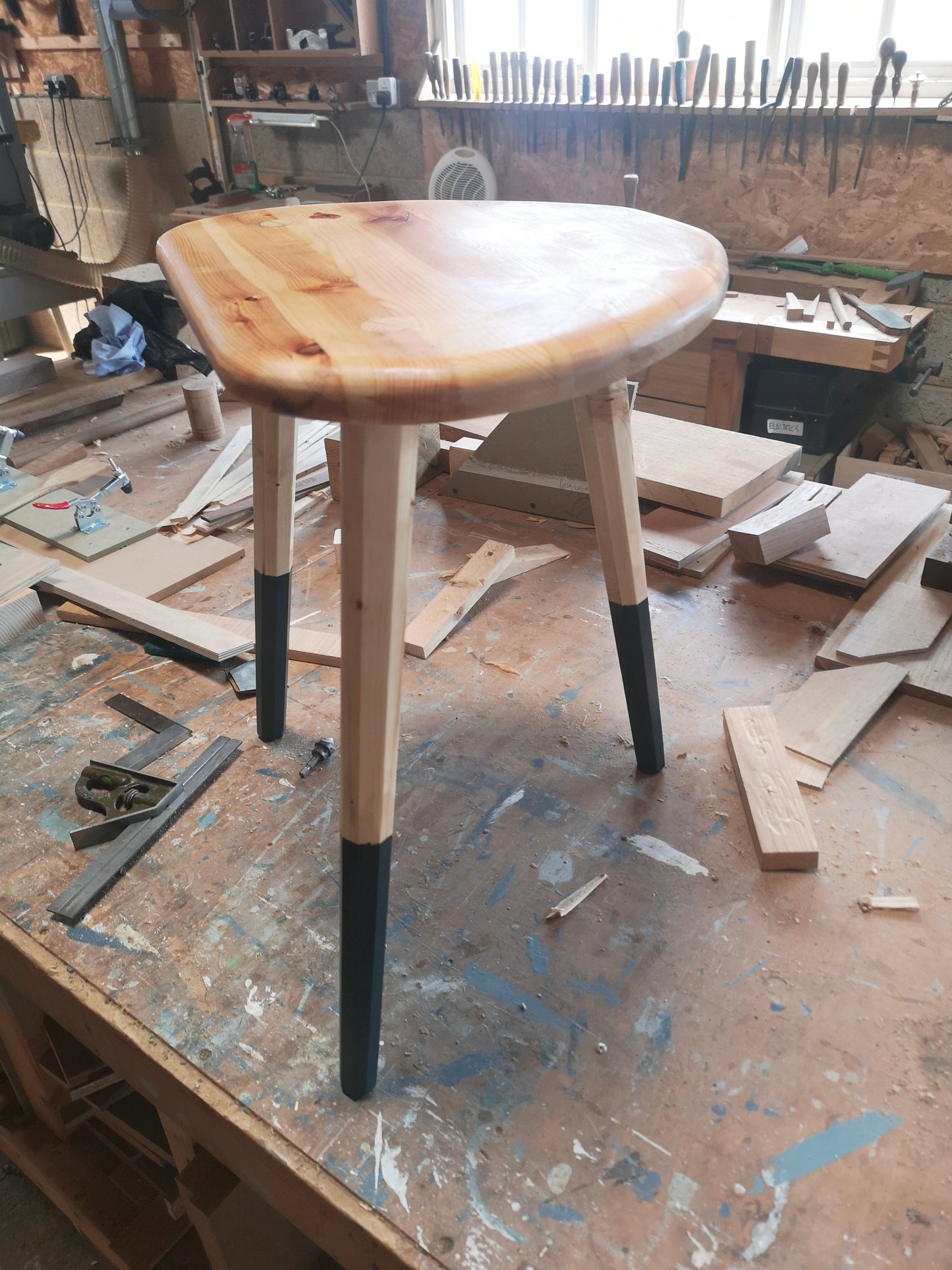 Solid timber pebble stool / side table