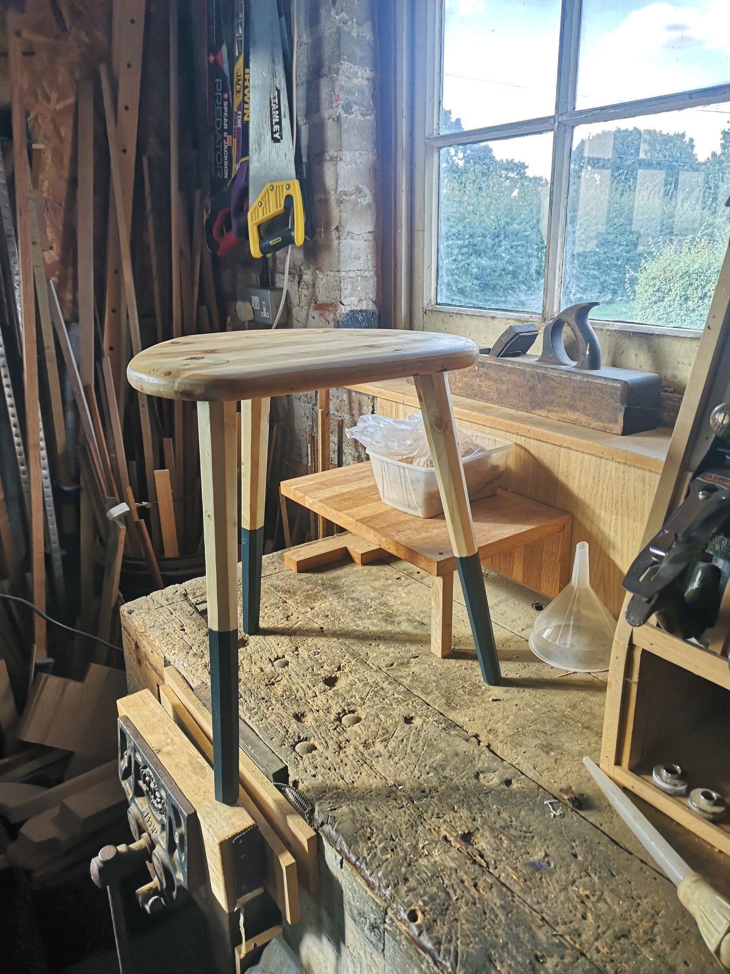 Solid timber pebble stool / side table