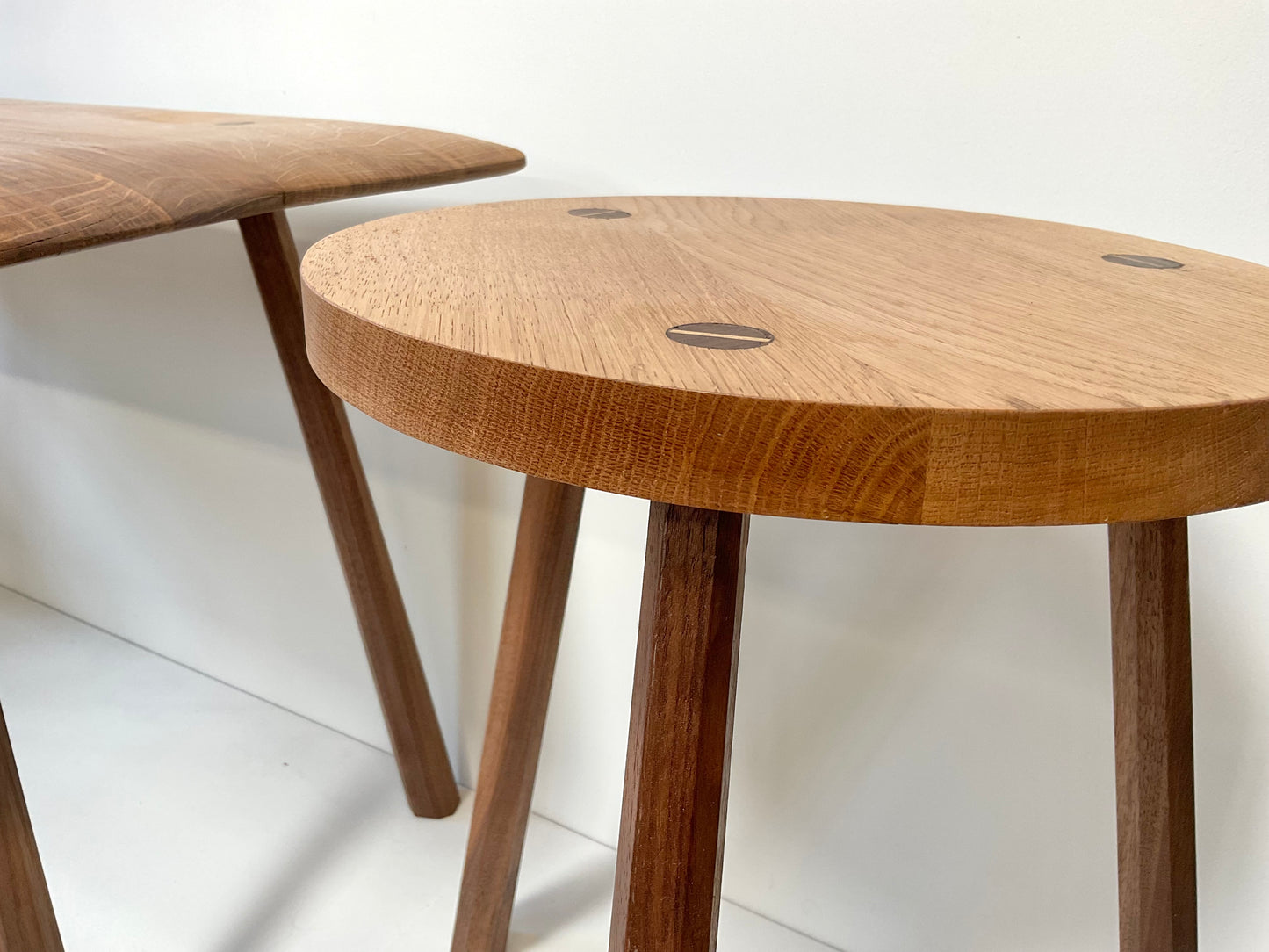 English oak stool / side table