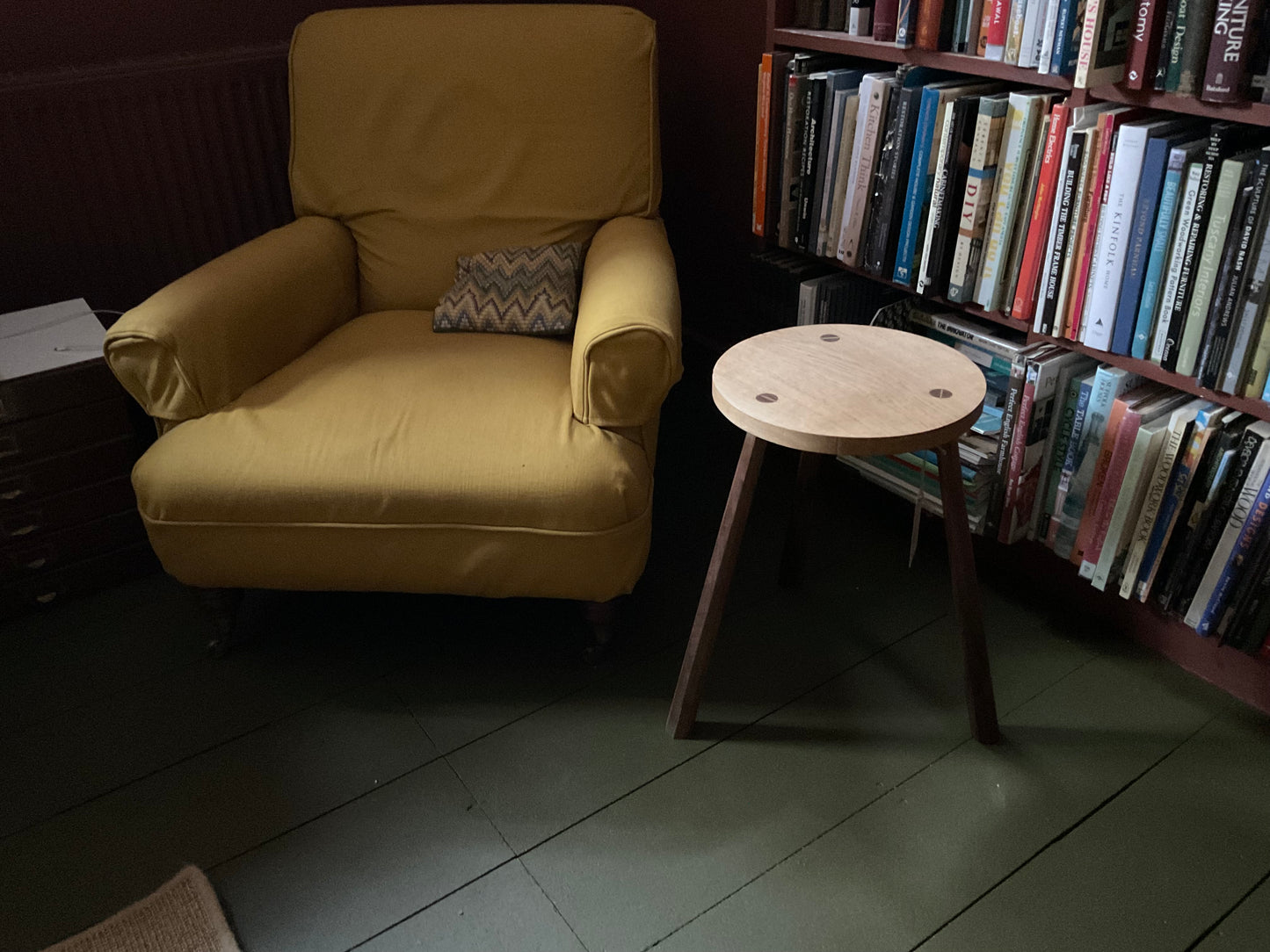 English oak stool / side table