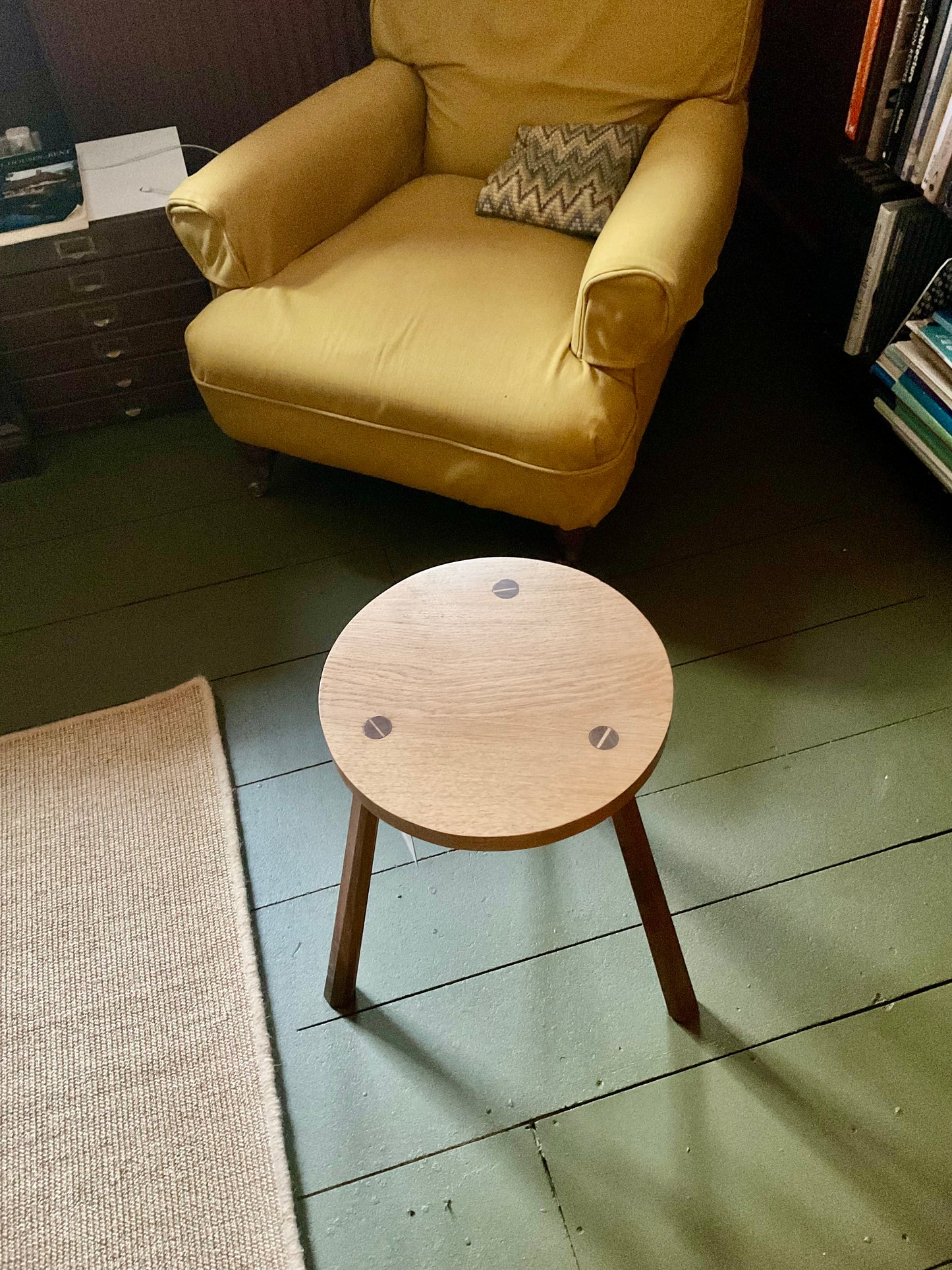 English oak stool / side table