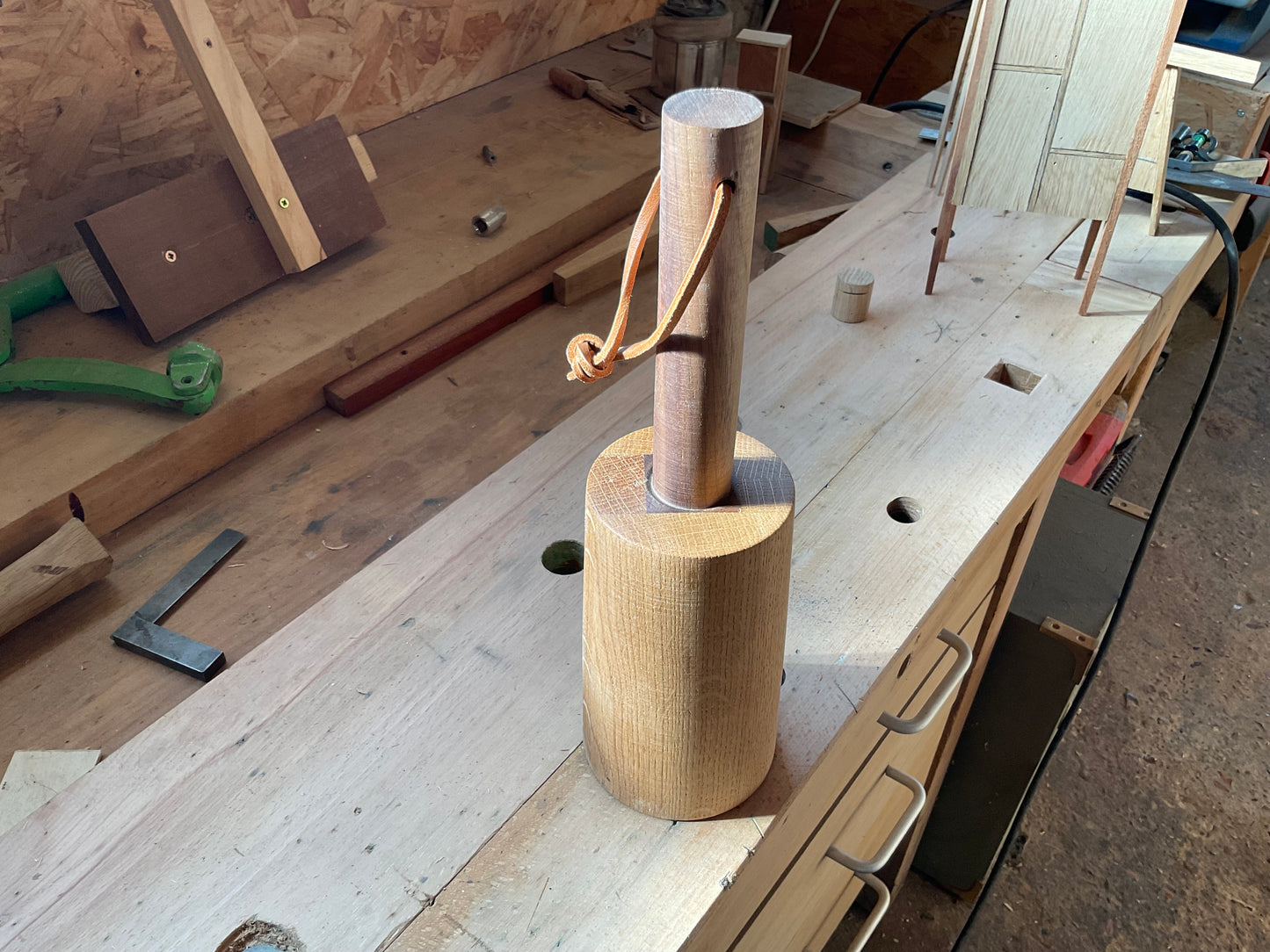 Handmade wooden mallet.