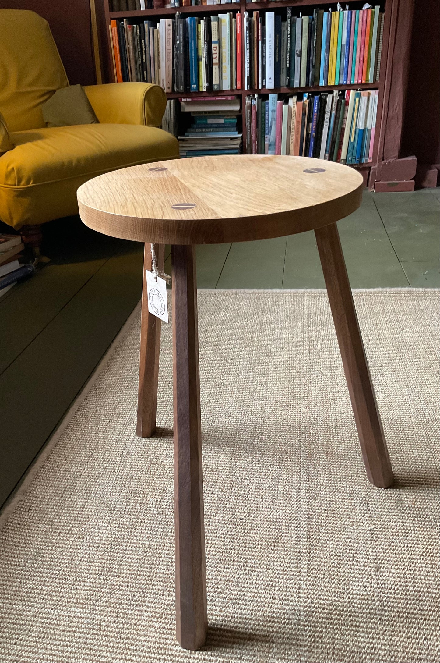 English oak stool / side table