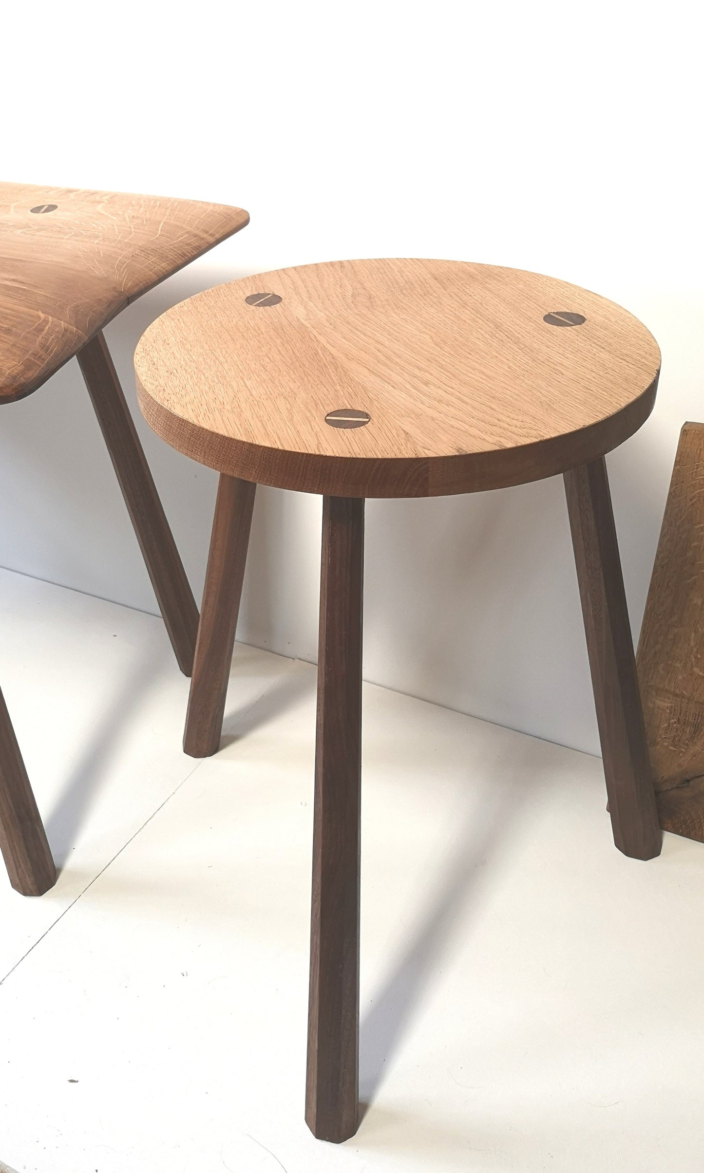 English oak stool / side table