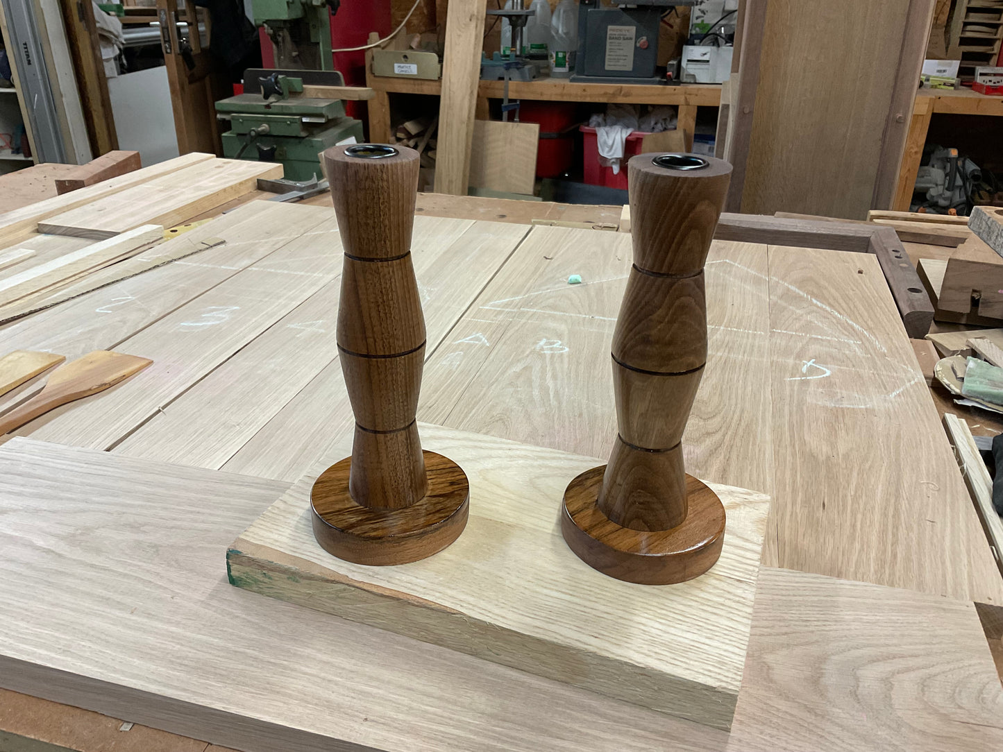 Solid English walnut candlestick.